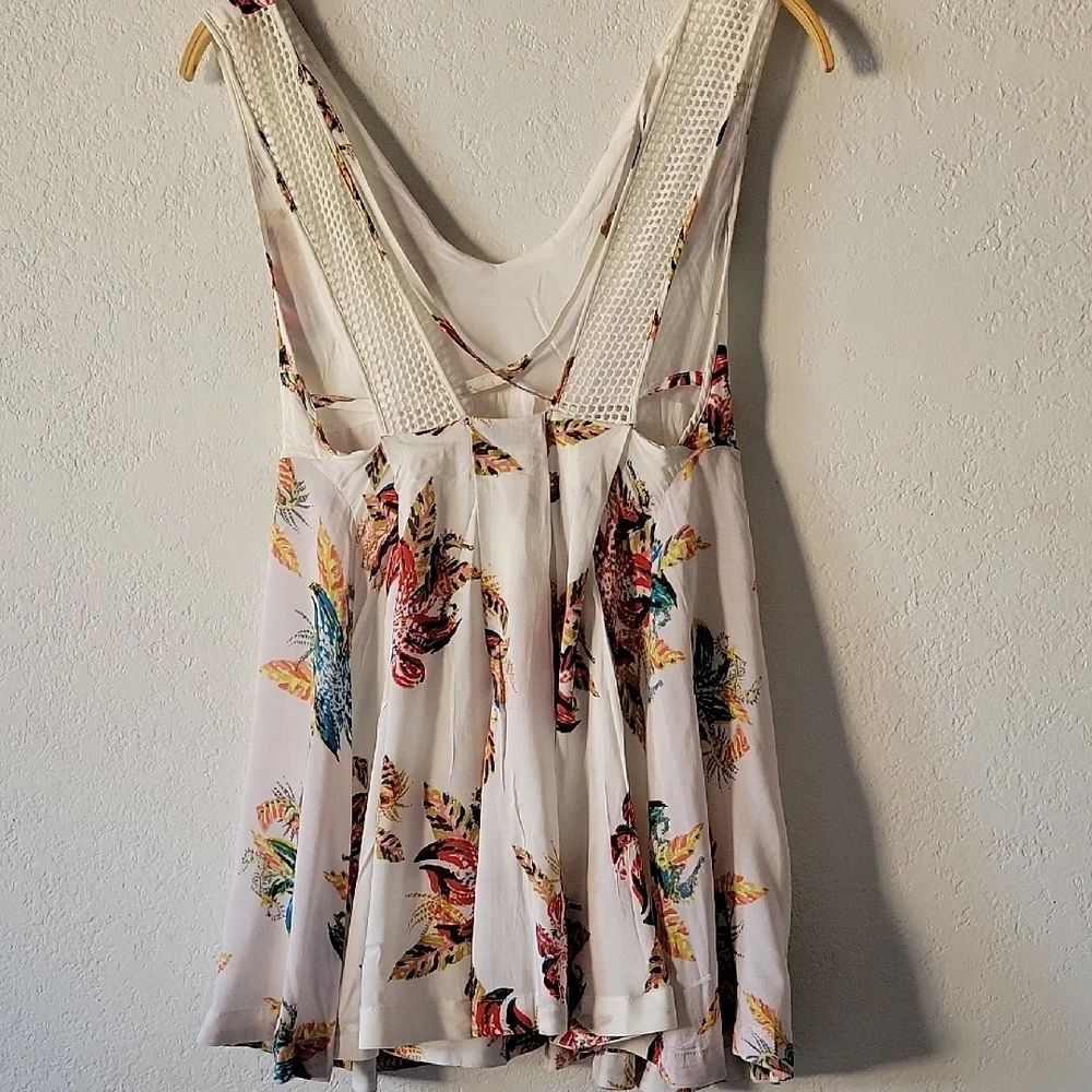 Free People Women Mini White and Red Floral Dress Size XS